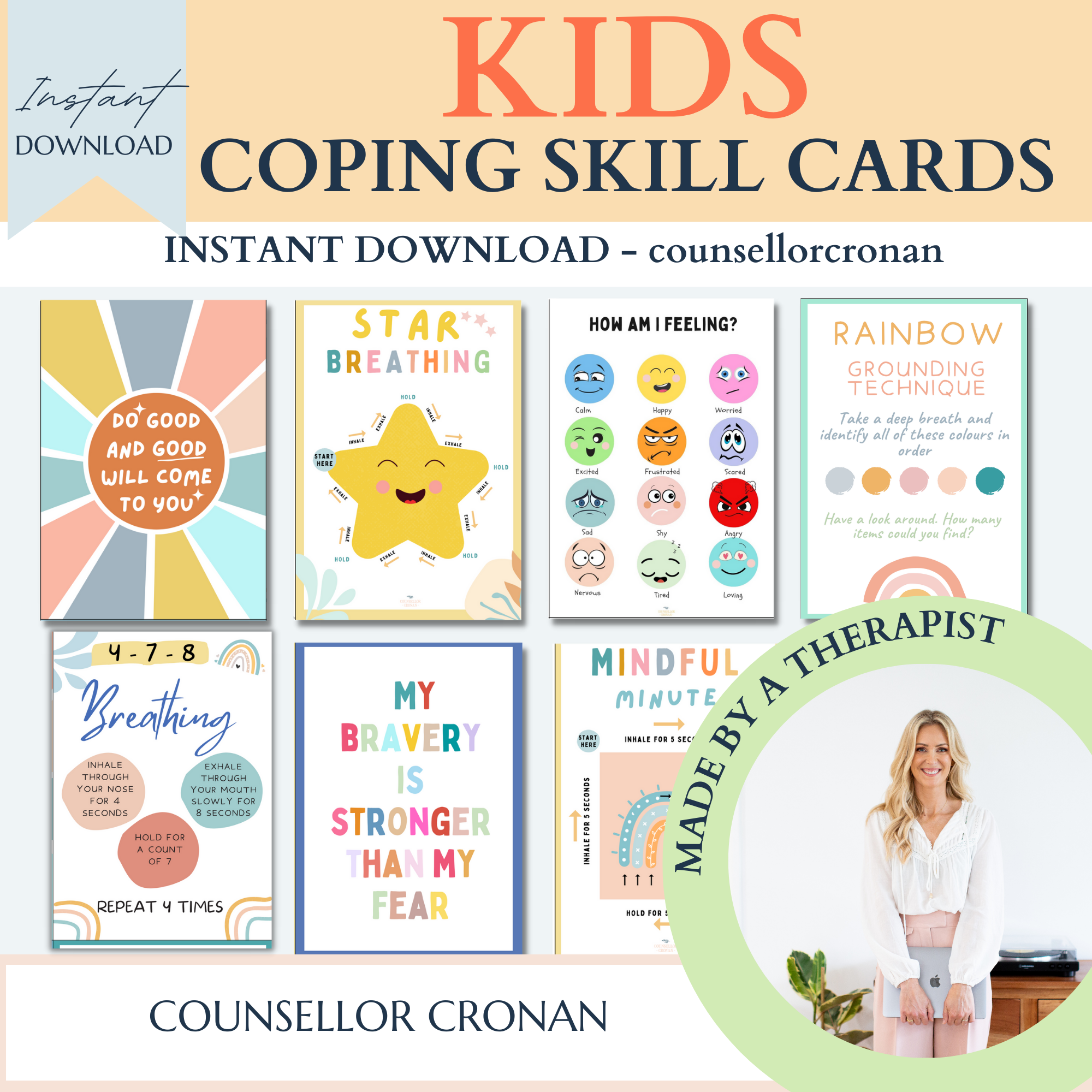 Kids Coping Skill Flash Cards. Self-Regulation. – Counsellor Cronan for Free Printable Coping Cards For Adults