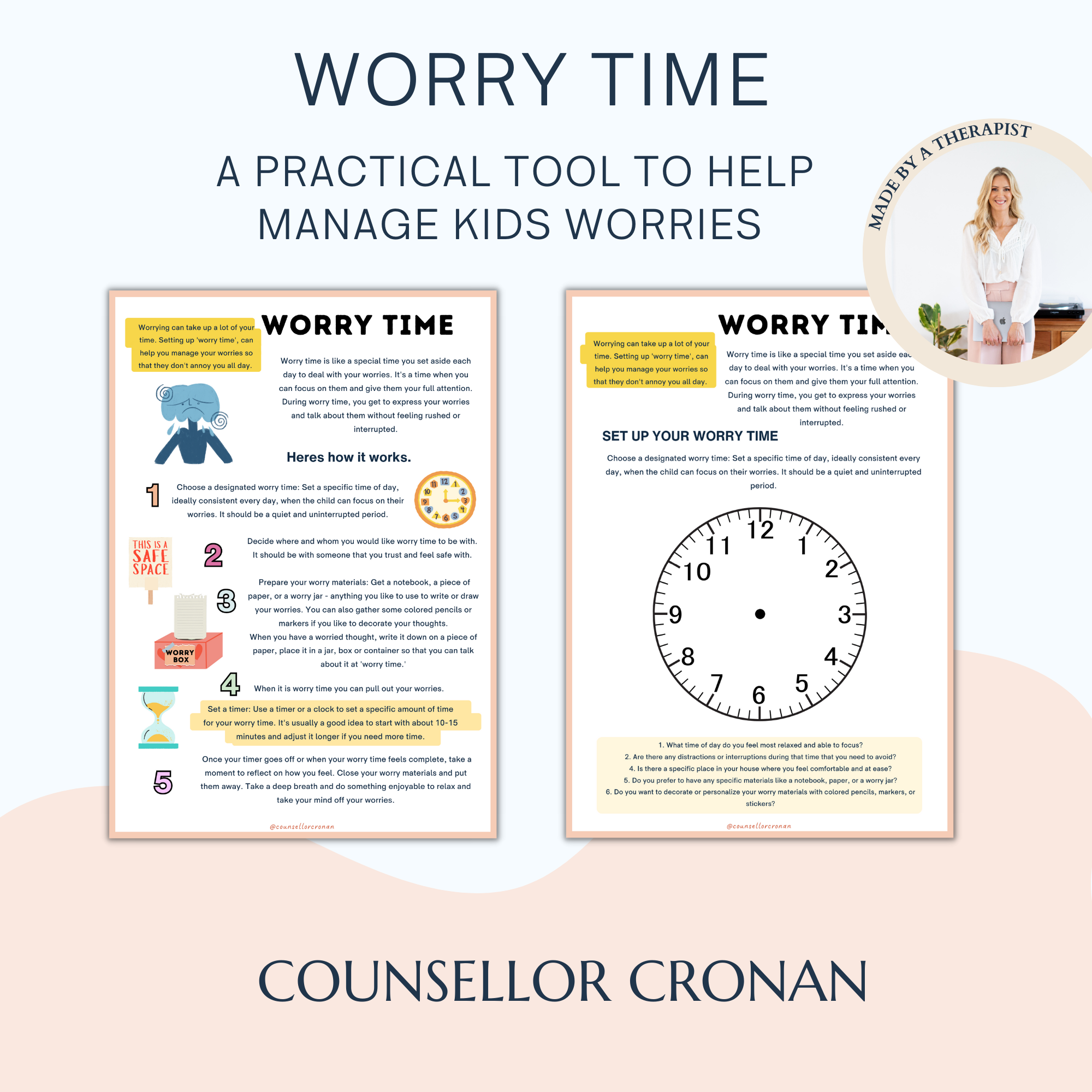 Designated Worry Time.pdf Setting up a worry time for kids worksheets. – Counsellor Cronan