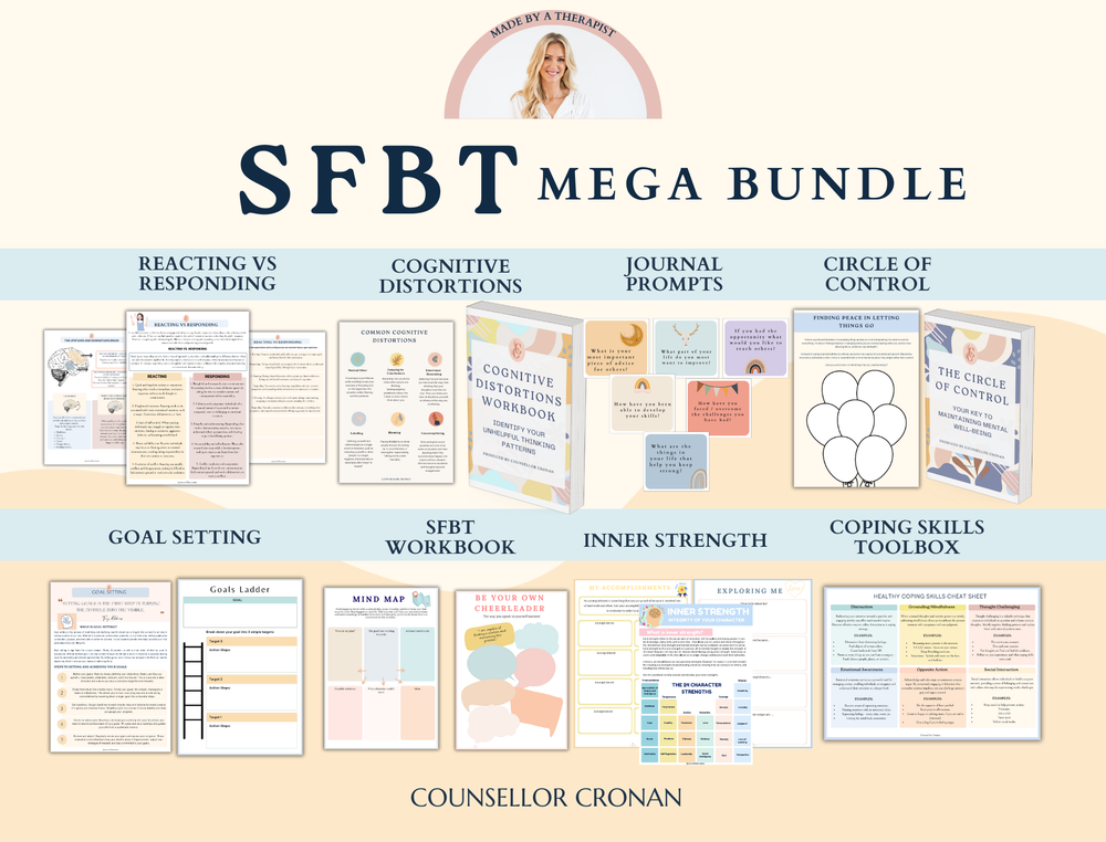 Solution focused therapy mega bundle. SFBT.