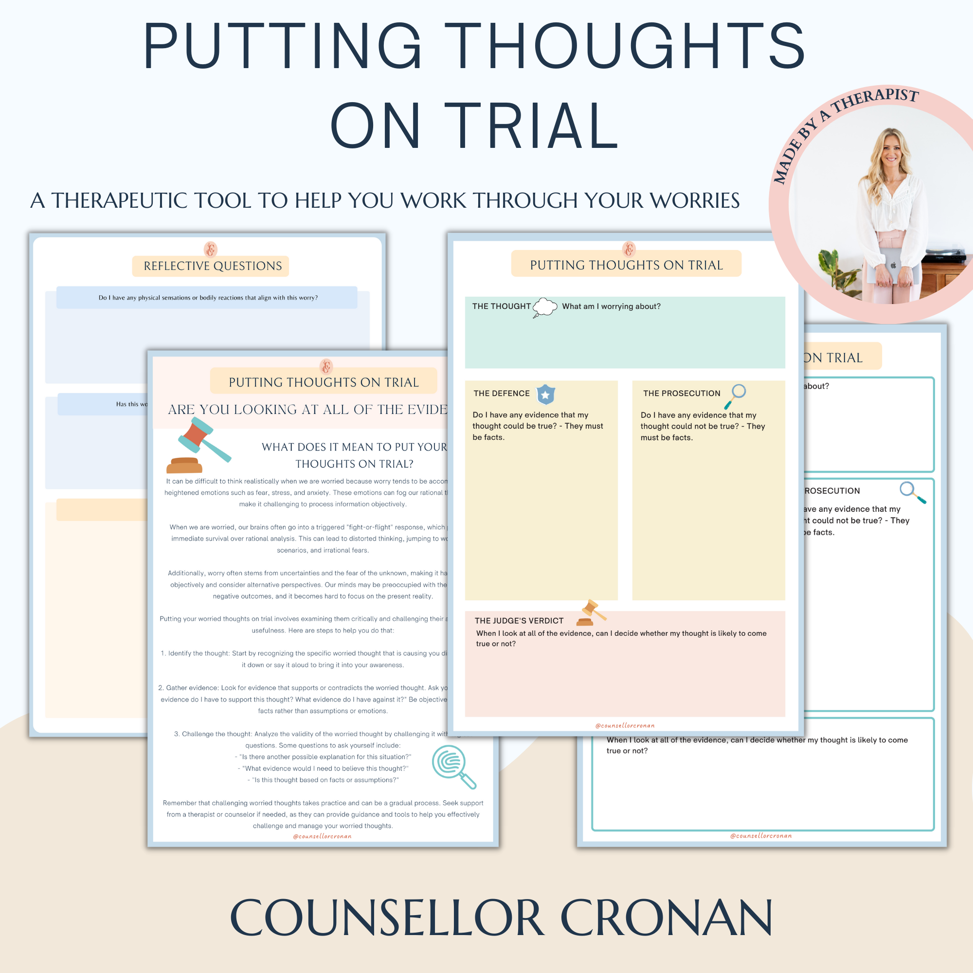 Putting Your Thoughts On Trial Worksheet - Thought Challenging Workshe ...