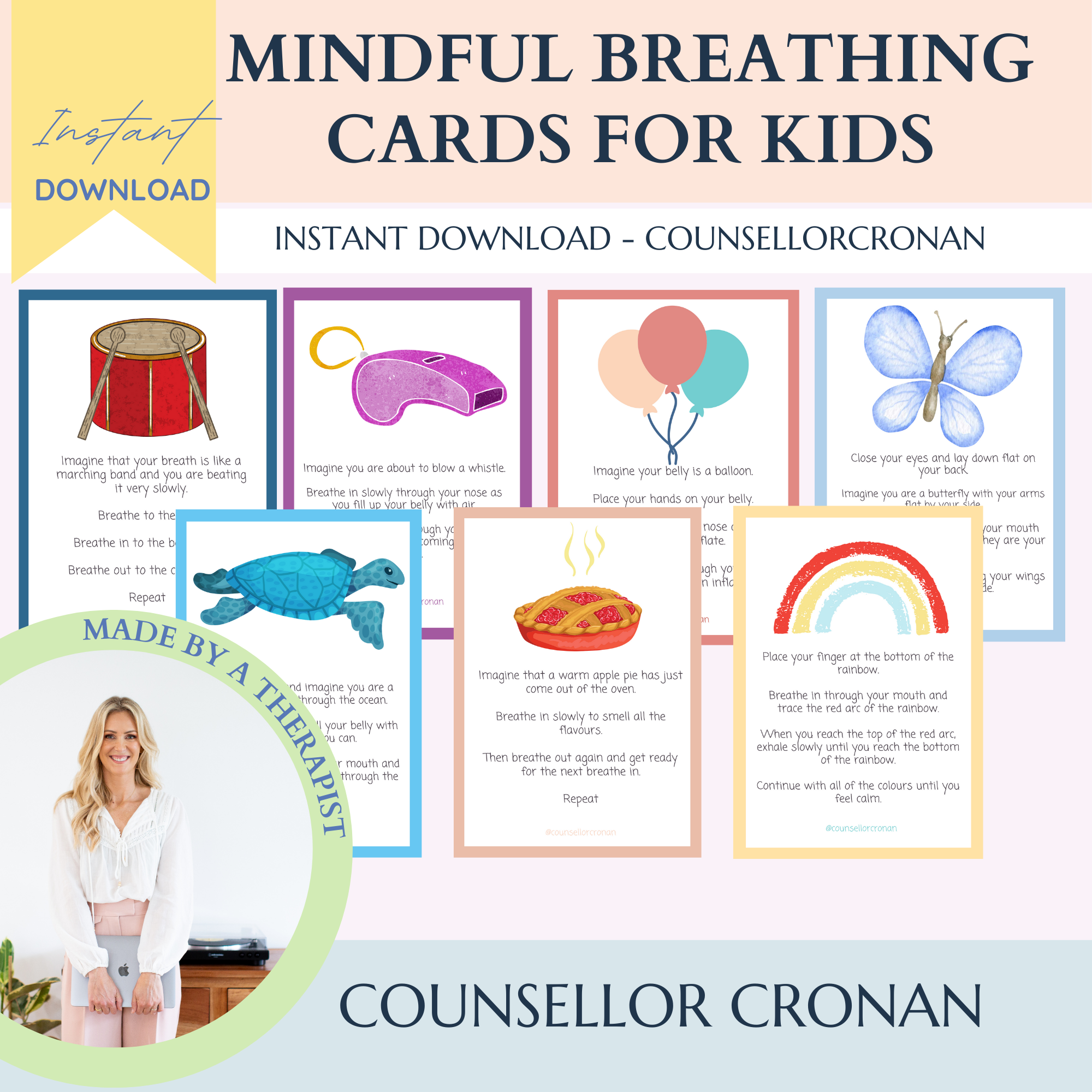 Mindful Breathing Flashcards. Self-Regulation. – Counsellor Cronan