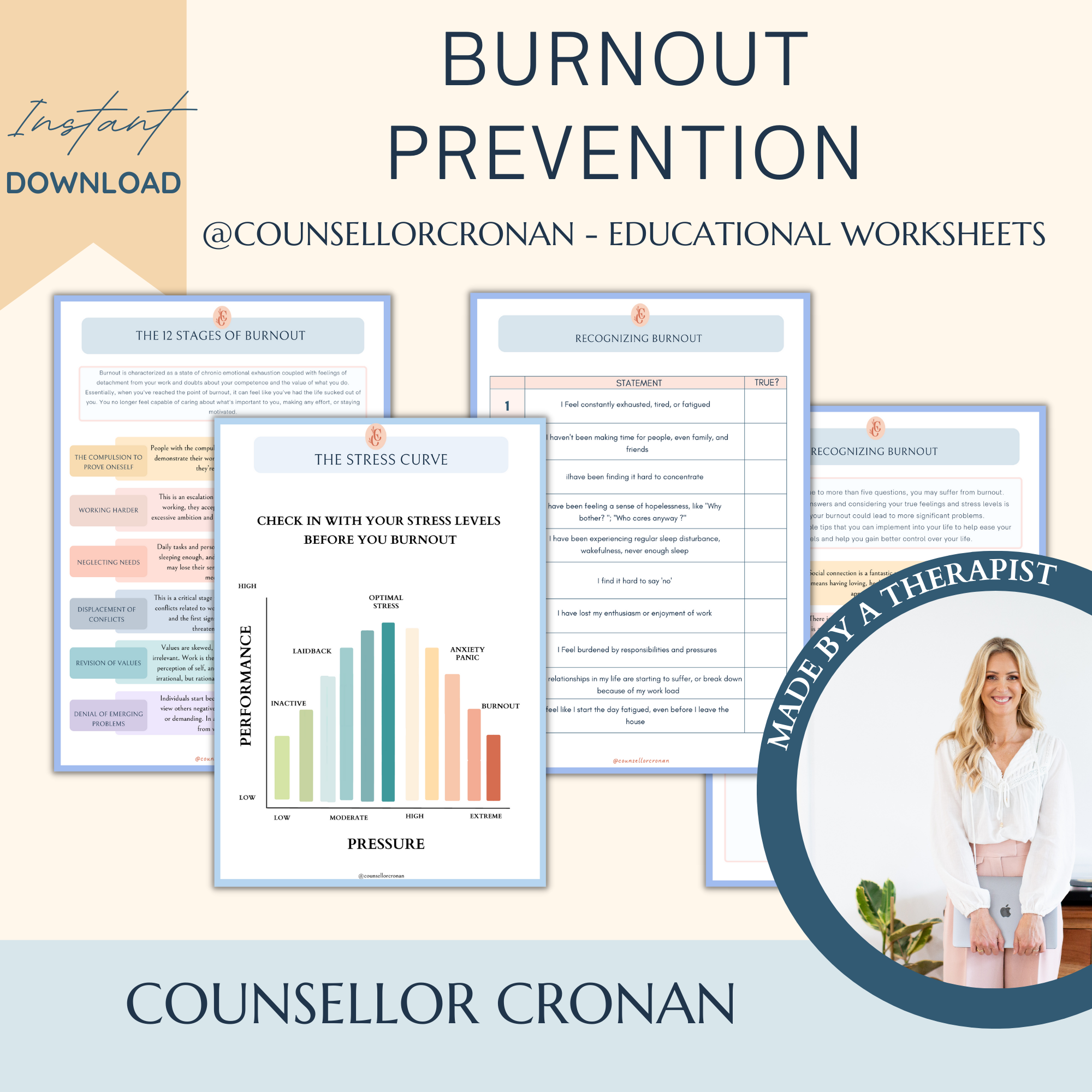 Burnout and Prevention Resource Pack - Stress Management Worksheets ...