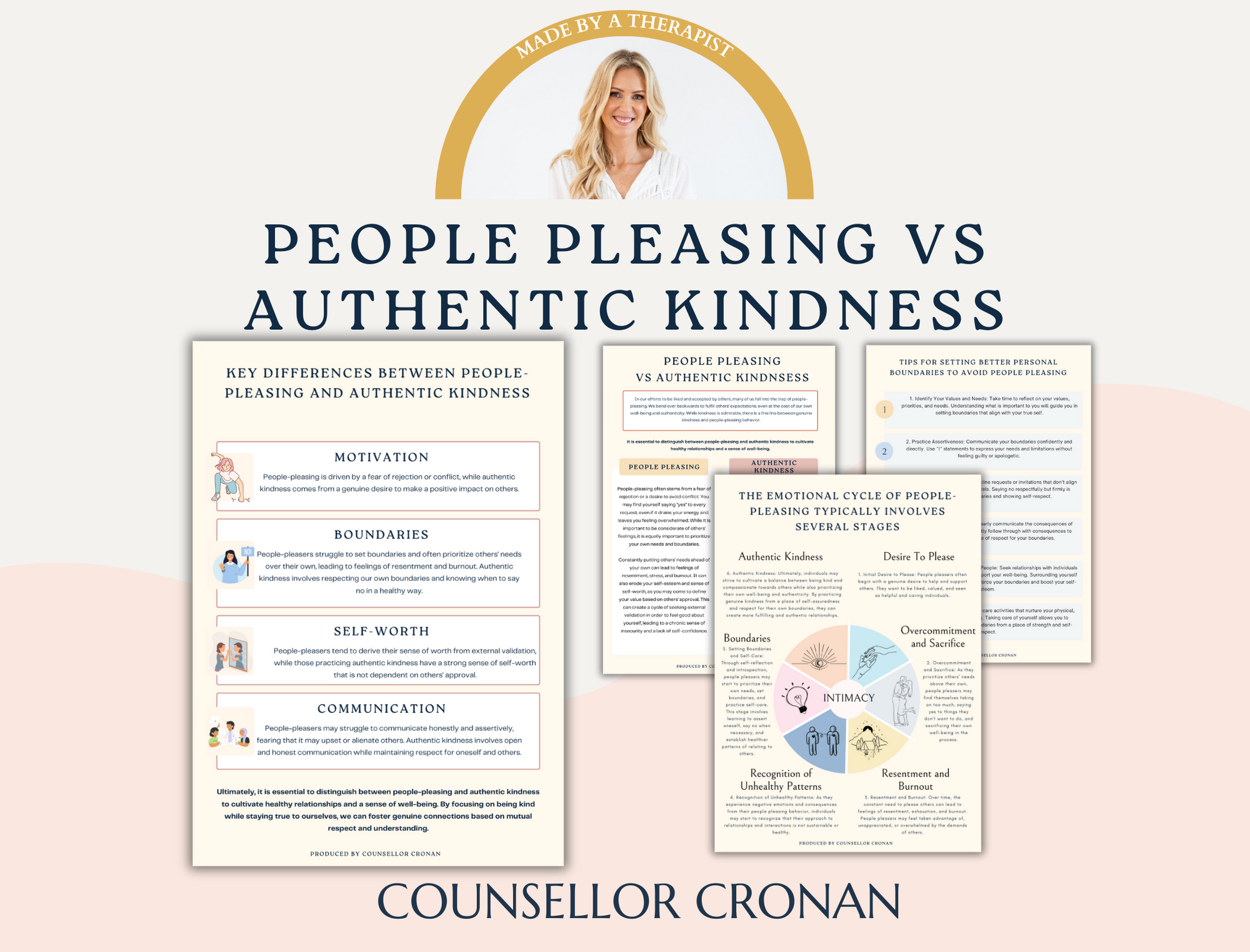 People Pleasing Vs Authentic Kindness Workbook. Self-Help Worksheets.