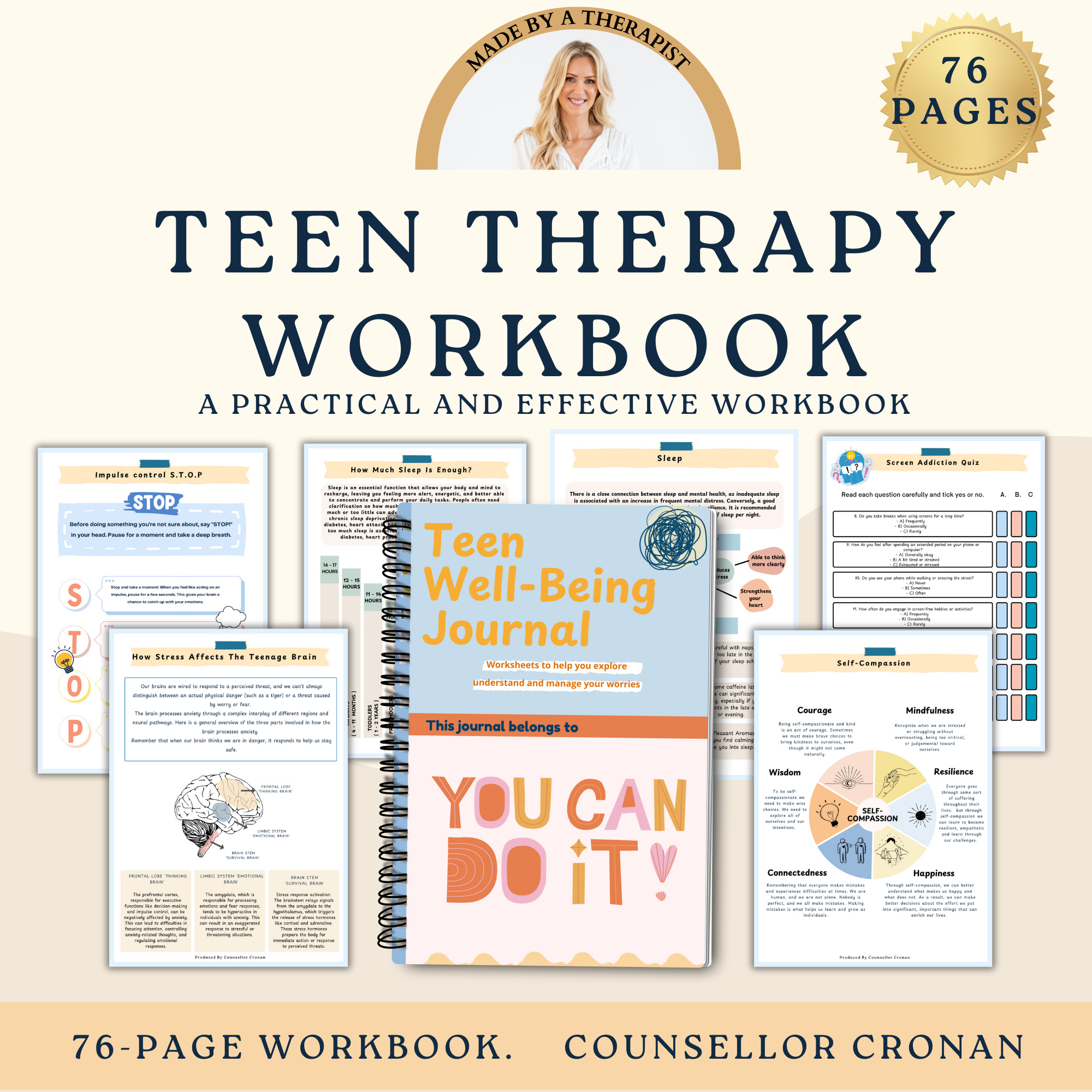 Teen Therapy Workbook - 76 Pages