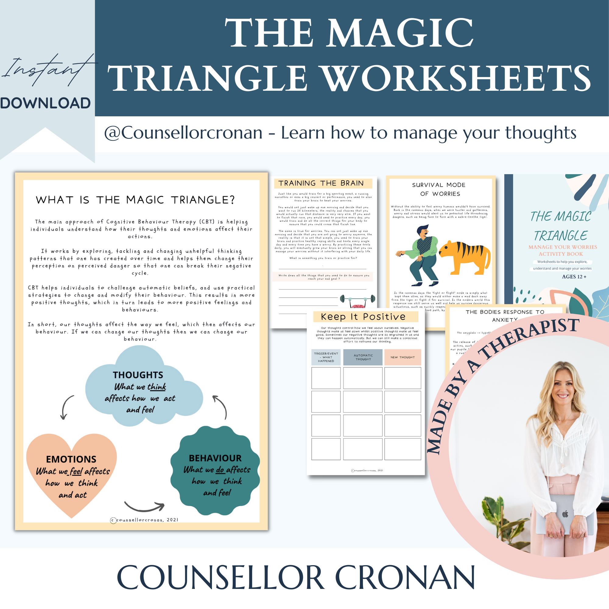 Thought Challenging Worksheets - Anxiety Relief.