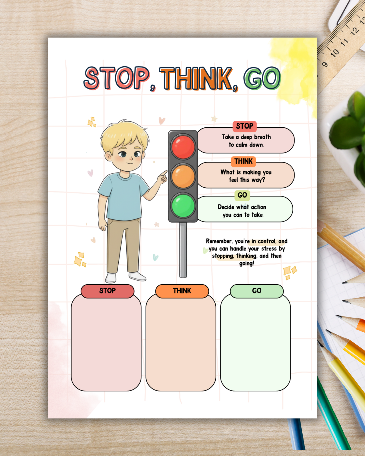 Stop, Think, Go - Impulse Control Worksheets
