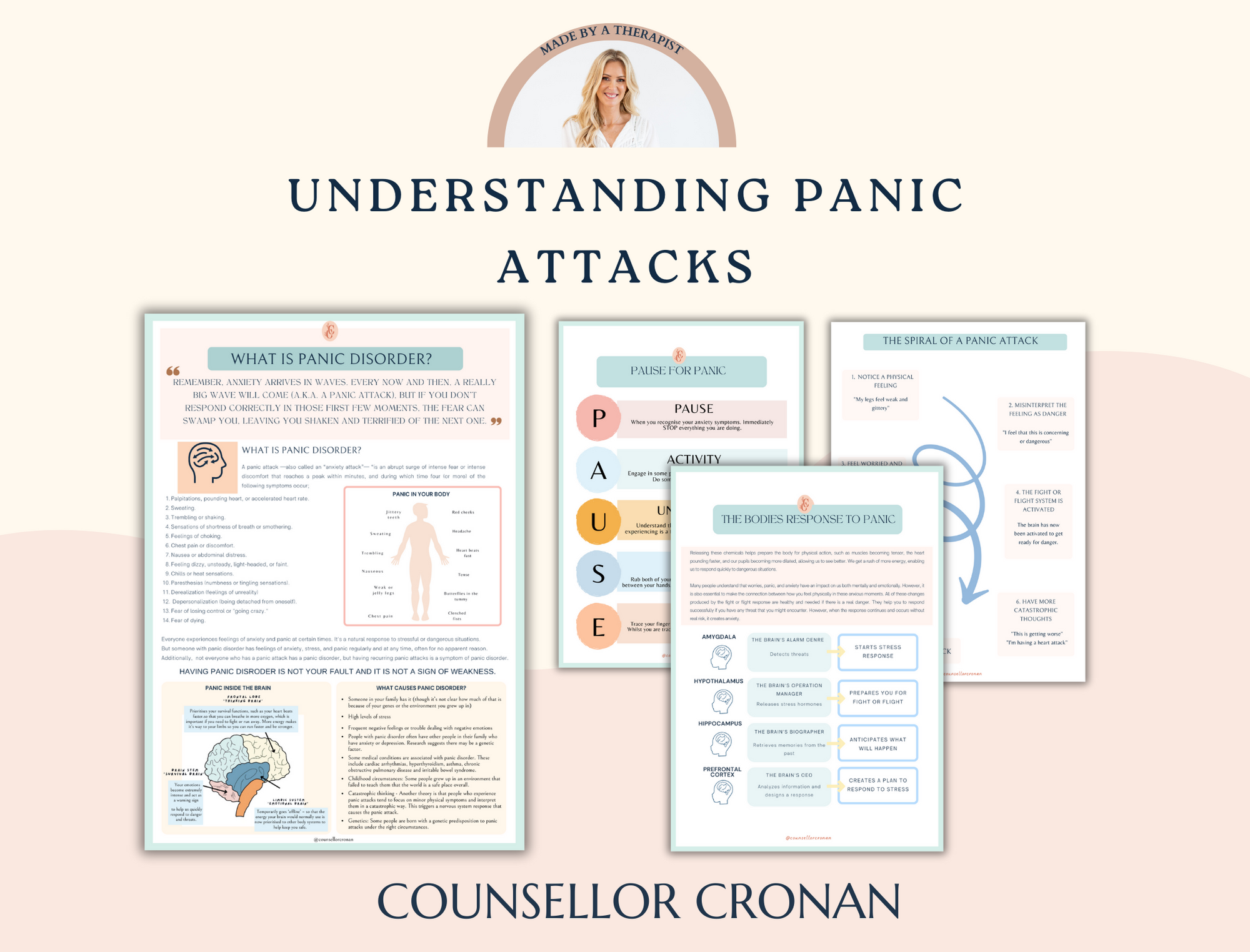 Panic attacks infographic and worksheets. Therapy worksheets, identifying triggers