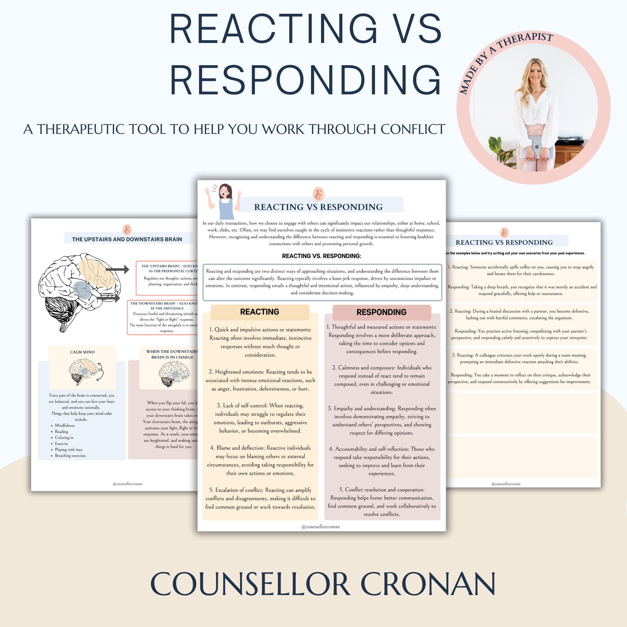 Responding Vs Reacting Worksheets Conflict Resolution Counsellor Cronan Responding vs reacting worksheets conflict resolution counsellor cronan