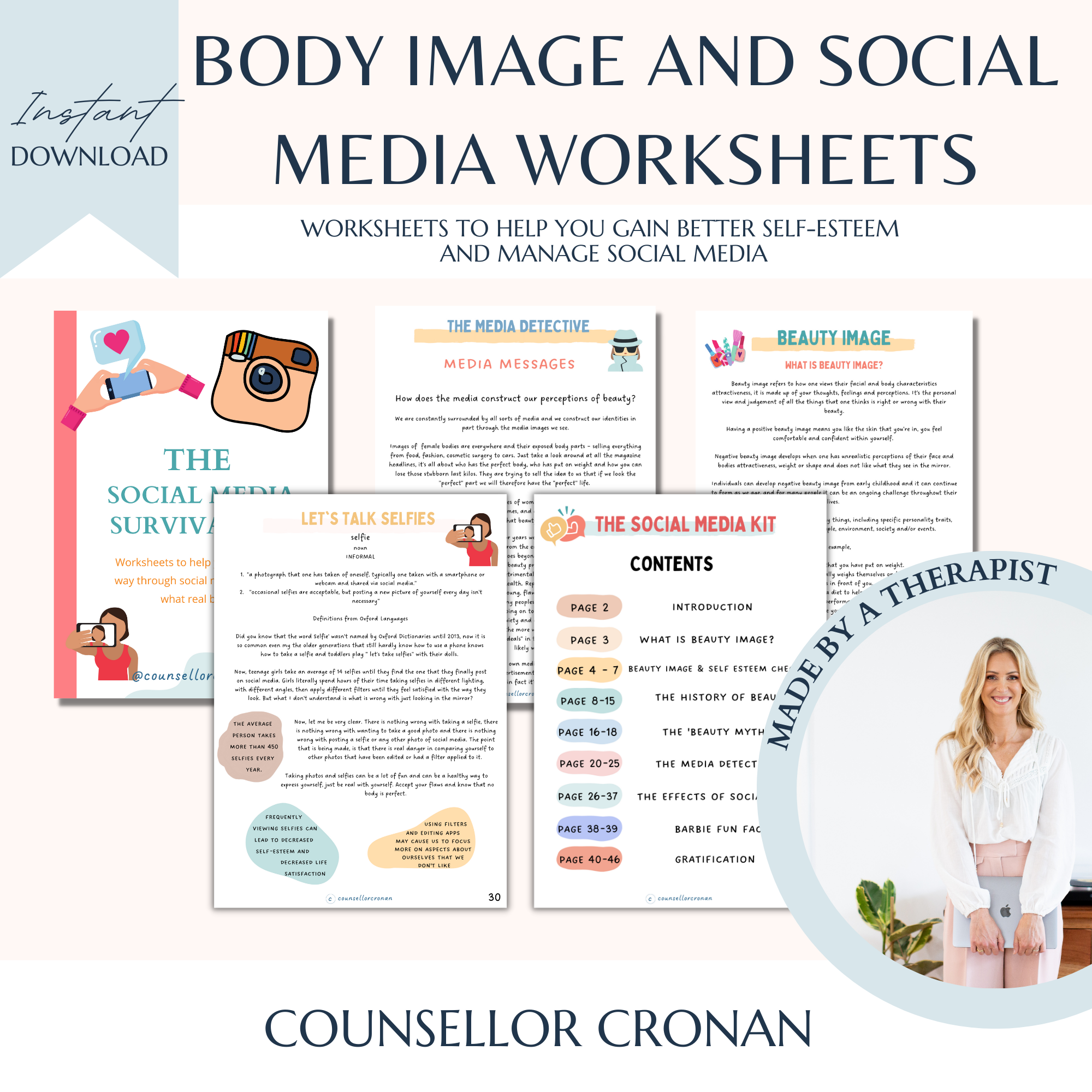 Social Media Survival Kit. Body Image Worksheets.