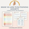 High vs Low Functioning Anxiety Worksheets. Helping you understand the difference.