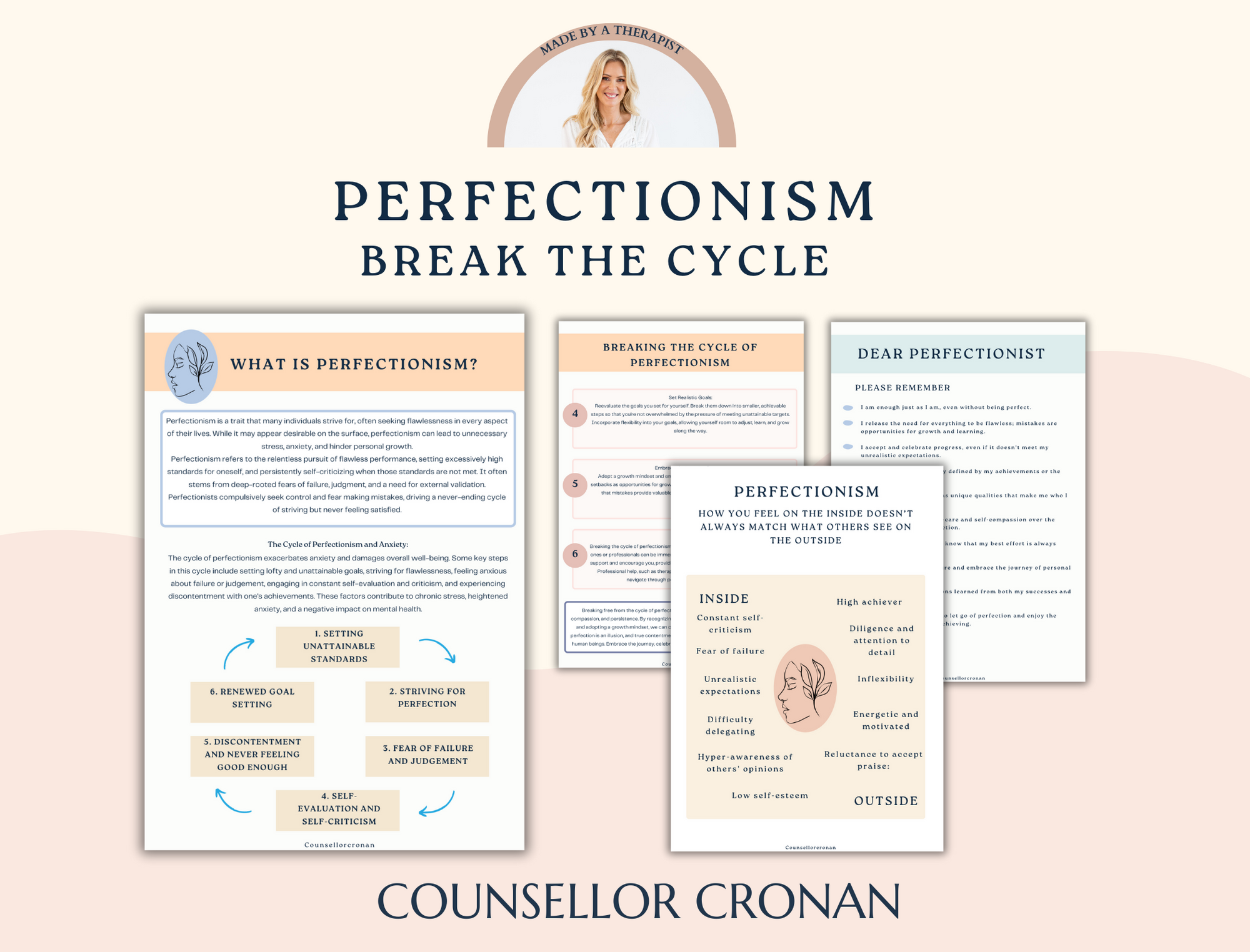 Break the cycle of perfectionism. Therapy worksheets. Therapist resource.