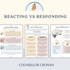 Therapy resource Counseling Worksheets Bundle School Counselor Tools. Therapy worksheets. Reacting vs responding anxiety accountability