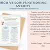 High vs Low Functioning Anxiety Worksheets. Helping you understand the difference.