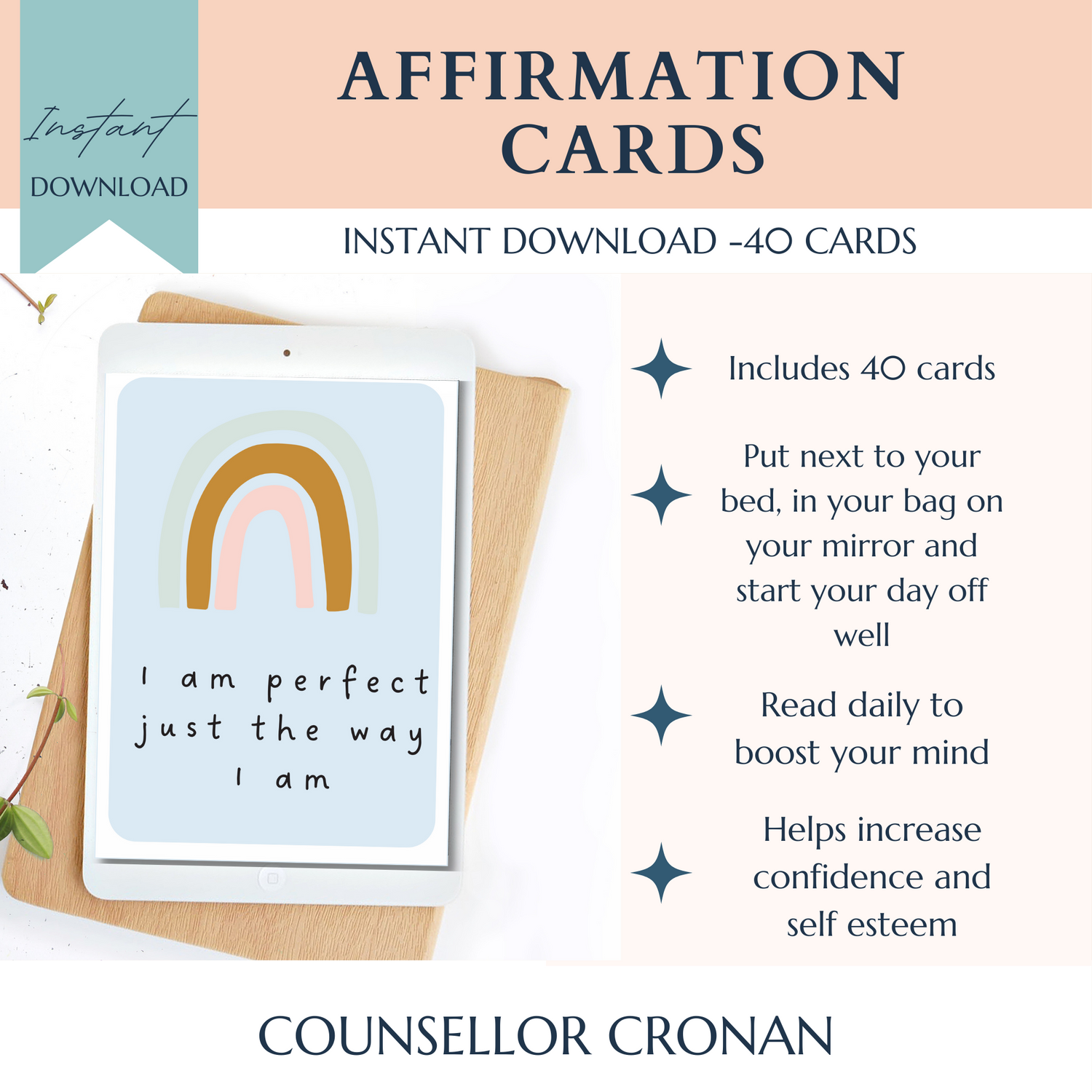 Affirmation Cards. Self-esteem Boost Flashcards – Counsellor Cronan