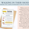 Walking in their shoes perspective taking, and empathy-provoking worksheets. Kids group therapy