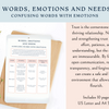 Confusing words with emotions. words, emotional needs.Couples Communication Tool, Conflict Resolution Sheets