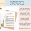 Responding Vs Reacting Worksheets. Conflict Resolution.