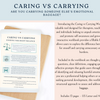 Caring vs Carrying Workbook. An emotional baggage therapeutic tool. Boundary Settings. Relationships. friendships.