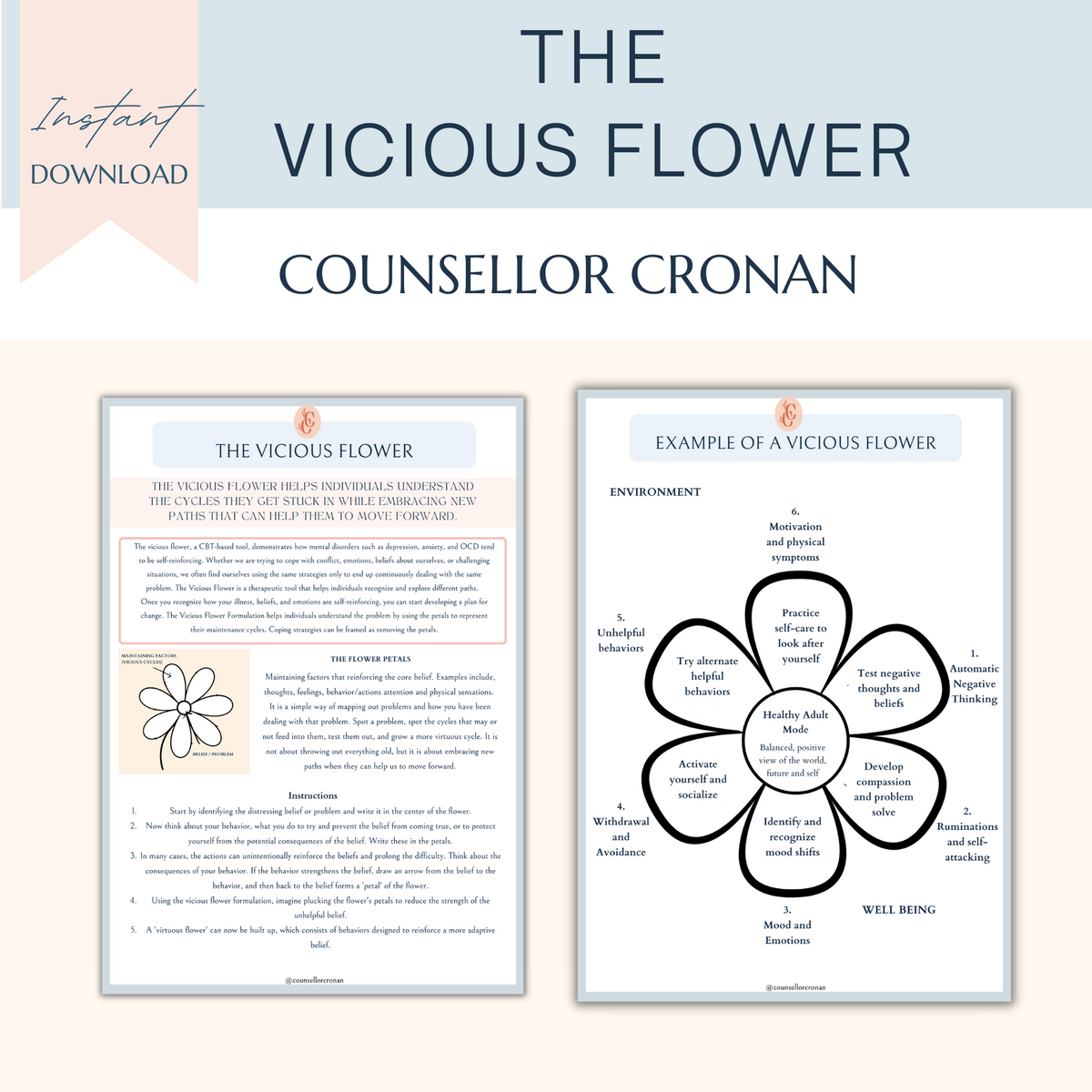 The Vicious Flower Formulation CBT Worksheets Counsellor Cronan the-vicious-flower-formulation-cbt-worksheets-counsellor-cronan