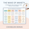 The wave of anxiety, therapeutic tool, therapy worksheet, anxiety triggers.