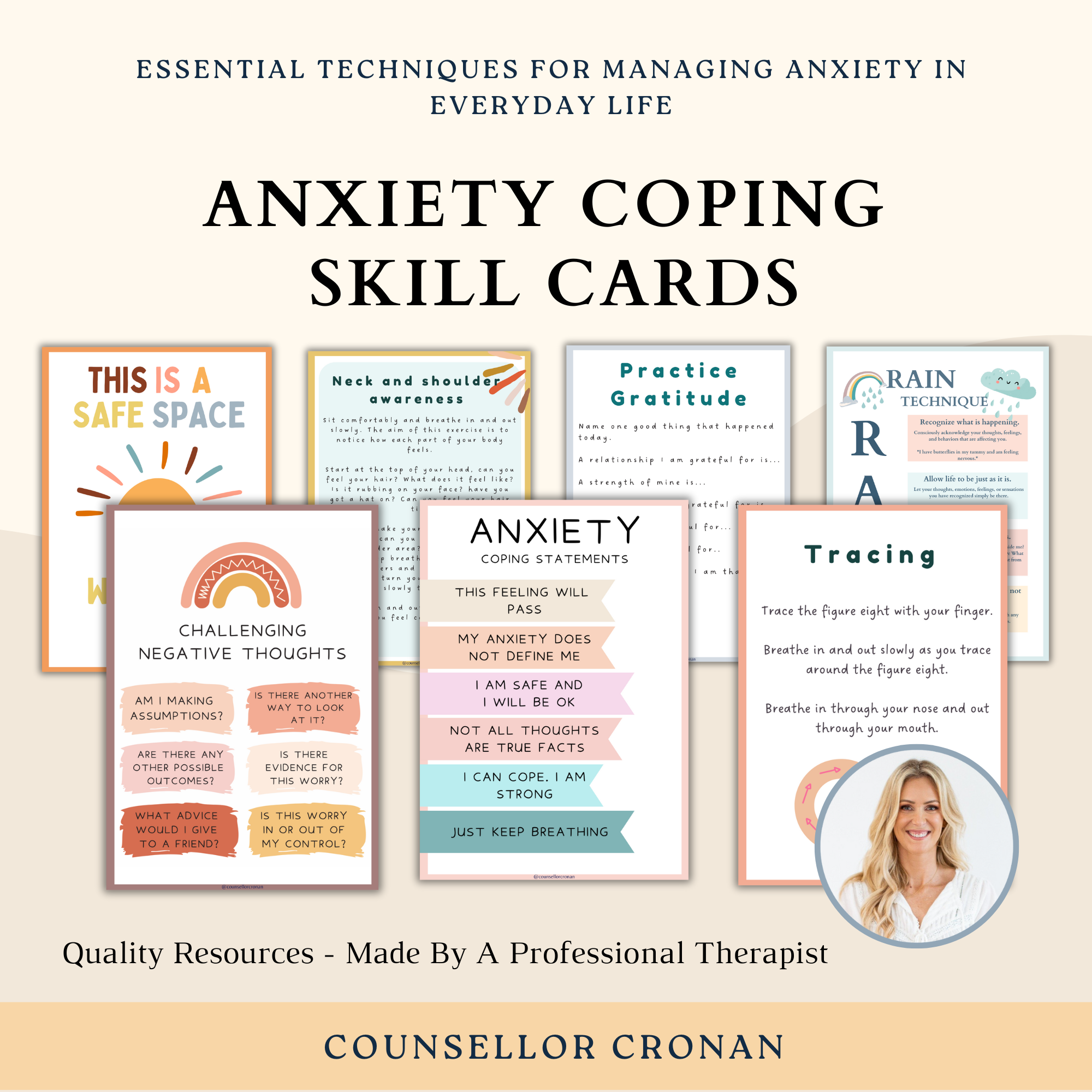 Anxiety Coping Skill Cards. Anxiety Relief Flashcards
