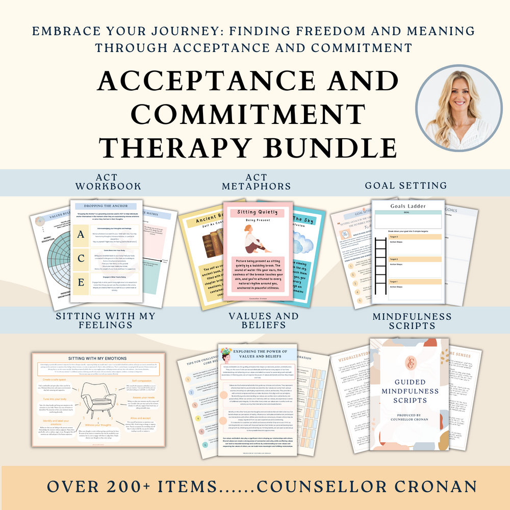 Acceptance and Commitment Therapy Mega Bundle Worksheets ACT.
